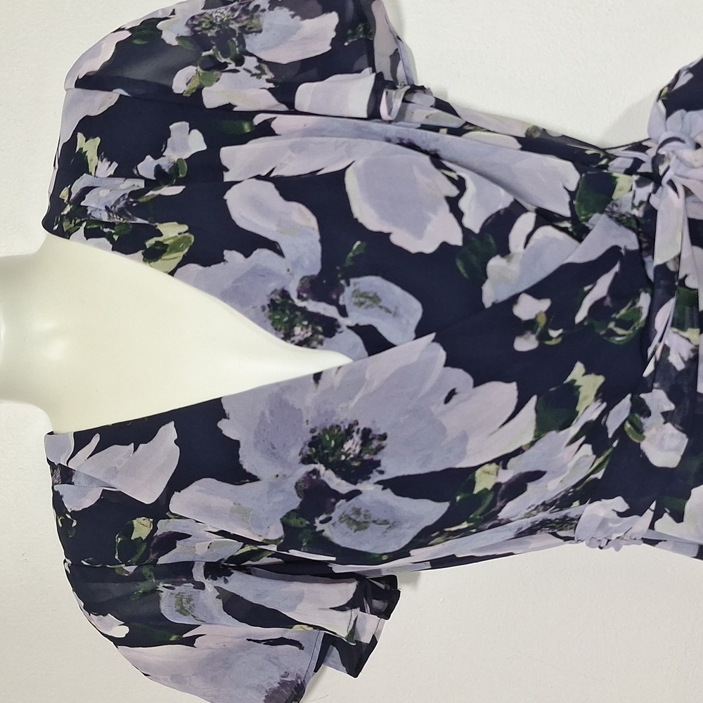 Tahari Floral Midi Dress V-Neck Faux Wrap - Picture 2 of 11